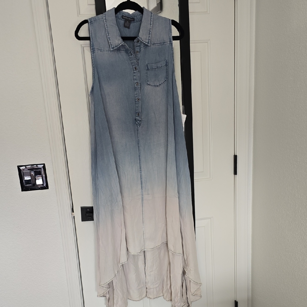 Chelsea & Theodore Blue and White High Low Dress Sz Xl Nwt